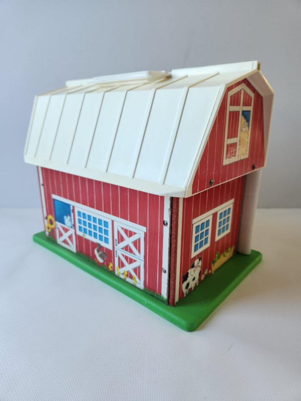 Fisher Price Vintage Farm Barn Playset Red White Folding Toy Barn Pretend Play - Picture 5 of 9
